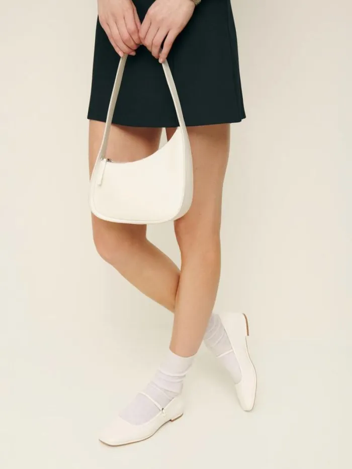 The Reformation Charlie Ballet Flat White Leather 8211 Shoes