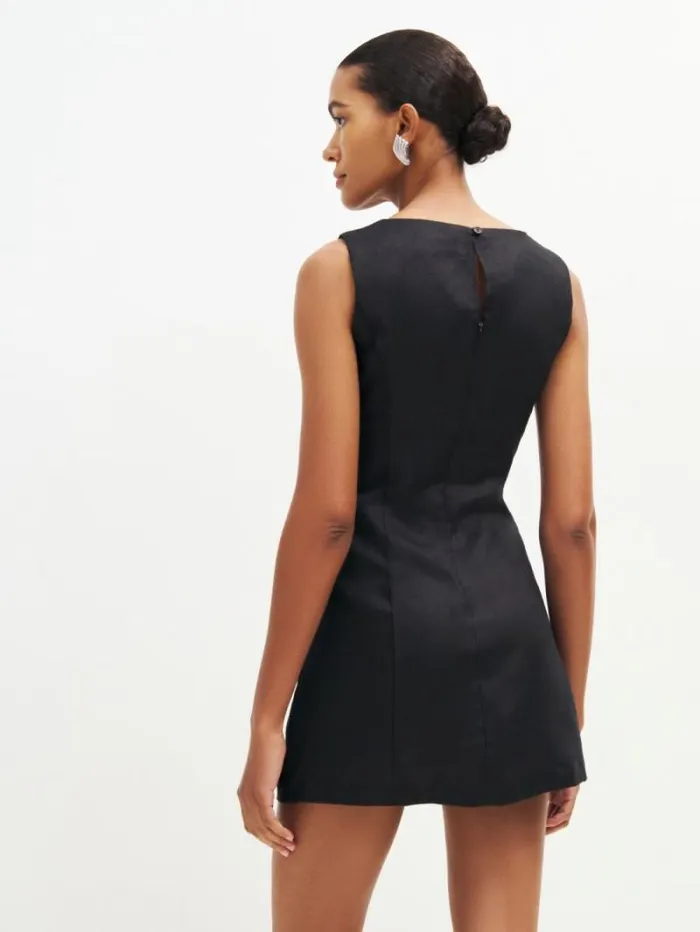 The Reformation Citron Linen Dress Black 8211 Clothing