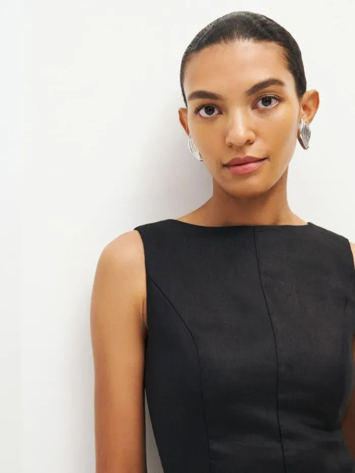 The Reformation Citron Linen Dress Black 8211 Clothing