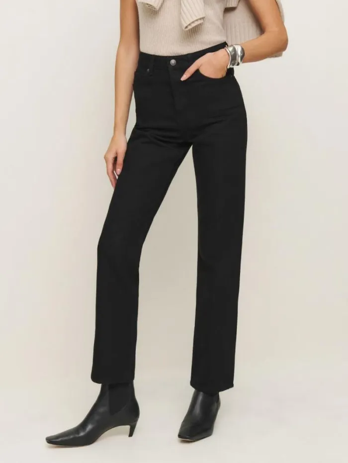 The Reformation Cynthia High Rise Straight Jeans Black 8211 Clothing