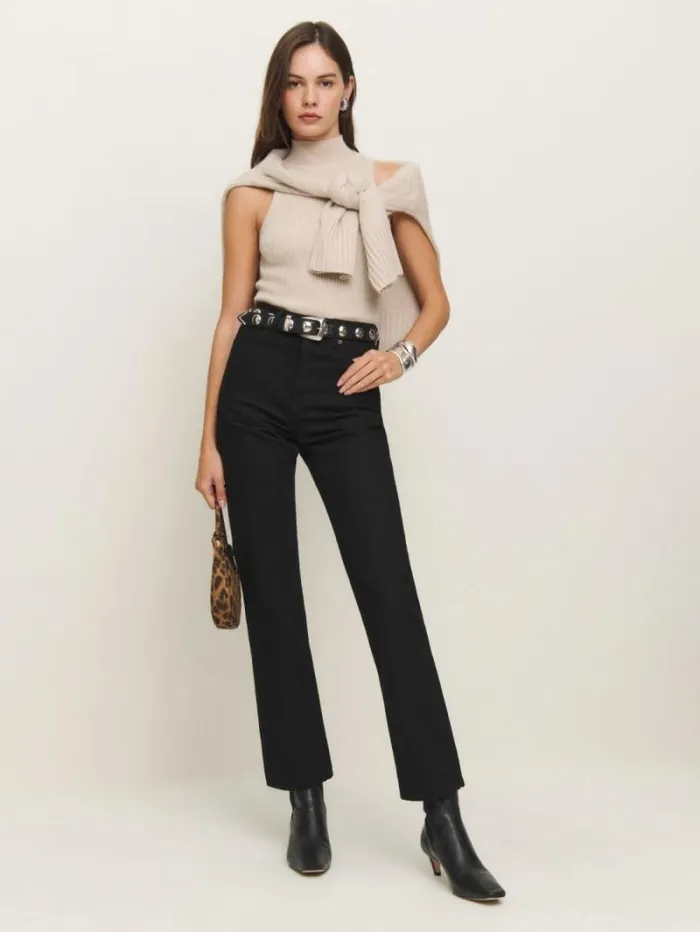 The Reformation Cynthia High Rise Straight Jeans Black 8211 Clothing