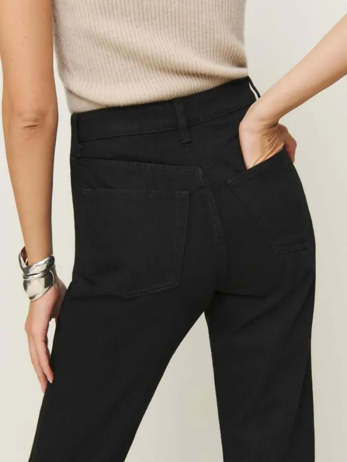 The Reformation Cynthia High Rise Straight Jeans Black 8211 Clothing