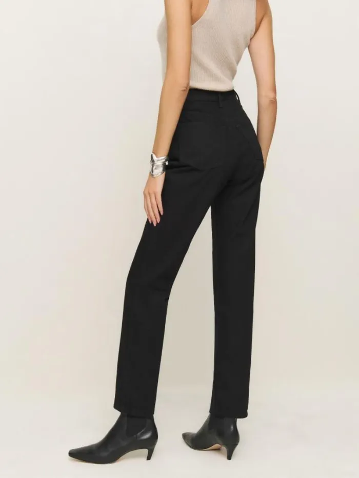 The Reformation Cynthia High Rise Straight Jeans Black 8211 Clothing