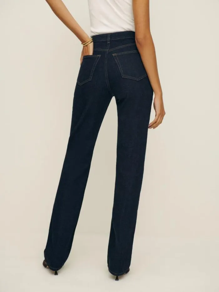 The Reformation Cynthia High Rise Straight Long Jeans Ondine 8211 Clothing