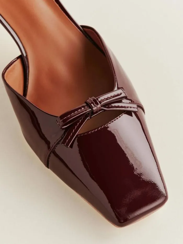 The Reformation Darcy Bow Pump Wine Patent 8211 WeddingsShoes