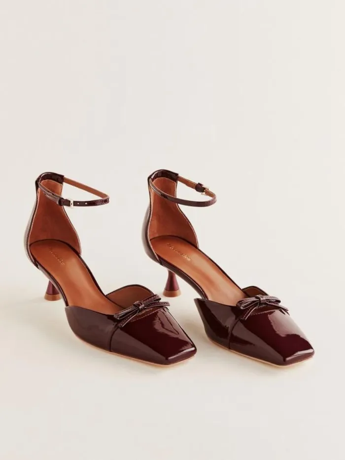 The Reformation Darcy Bow Pump Wine Patent 8211 WeddingsShoes