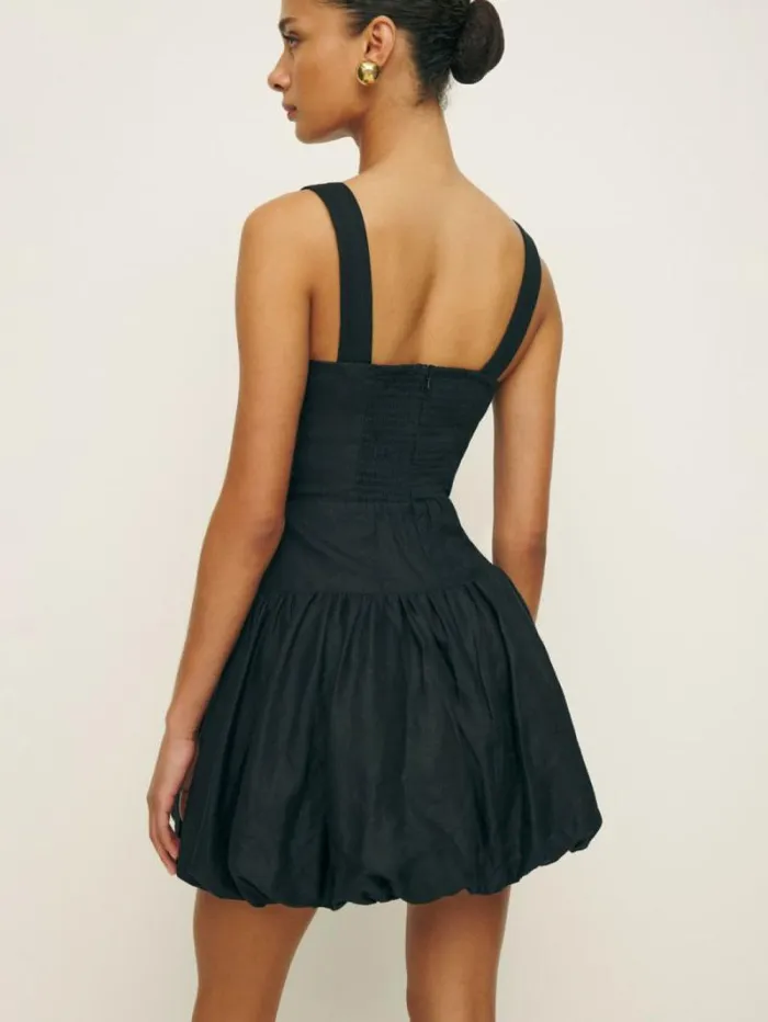 The Reformation Delia Linen Dress Black 8211 Clothing