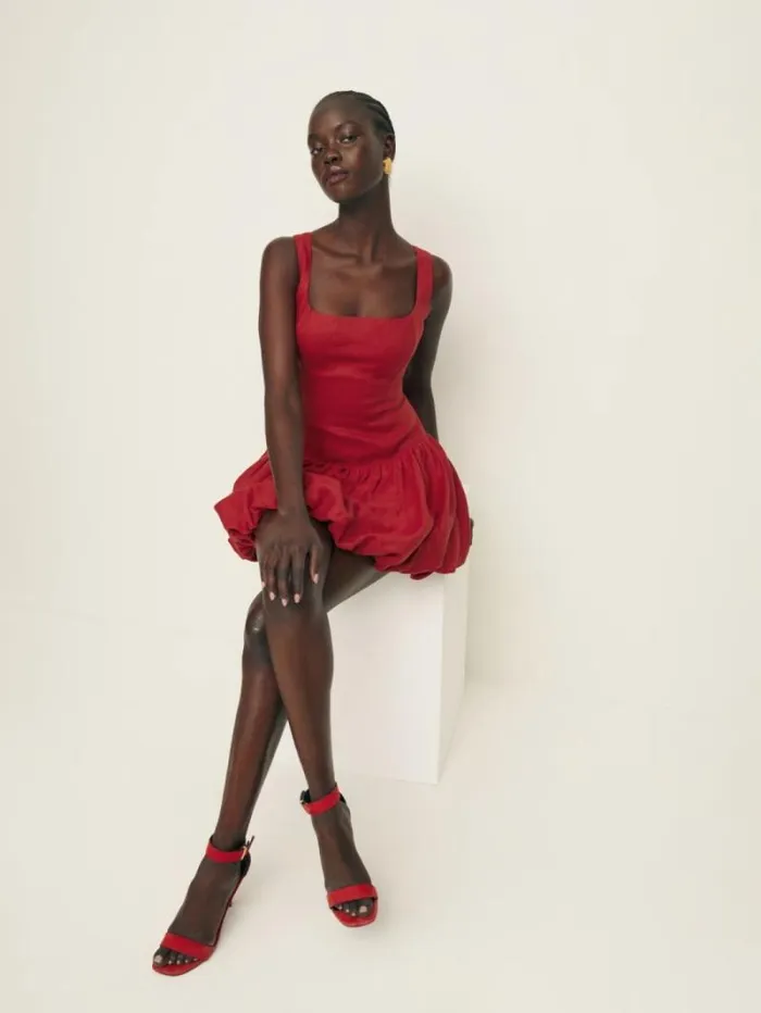 The Reformation Delia Linen Dress Sundried Tomato 8211 Clothing