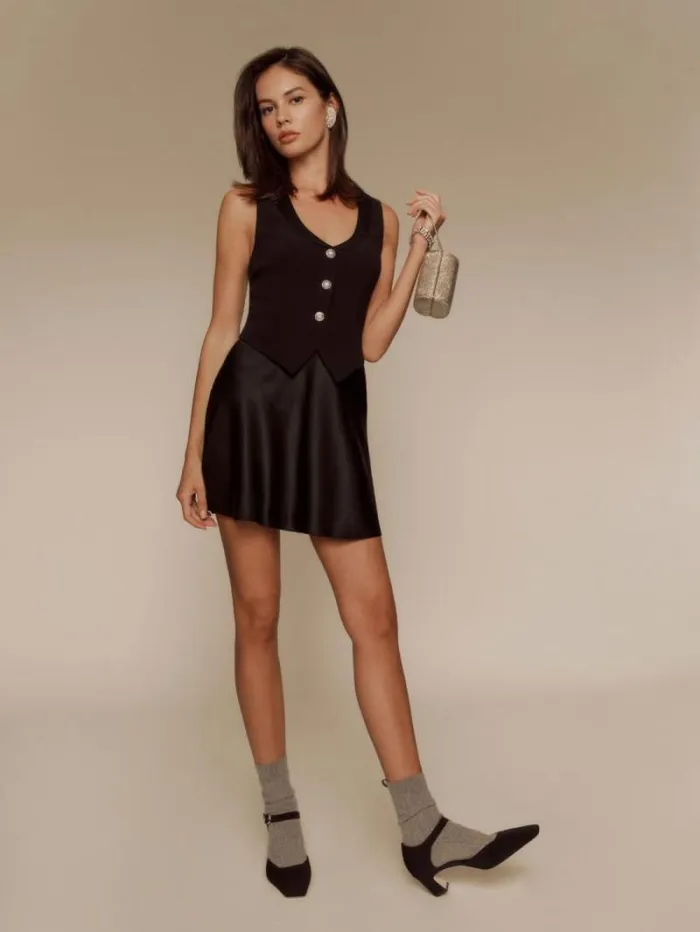 The Reformation Elaya Silk Dress Black 8211 Clothing