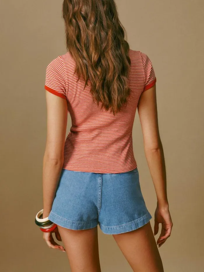 The Reformation Eliana Pleated Denim Shorts Leven 8211 Clothing