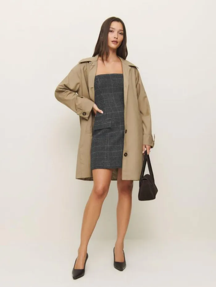 The Reformation Emani Dress Charcoal Plaid 8211 Clothing