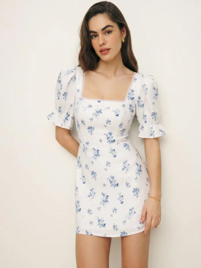 The Reformation Evianna Linen Dress Delicacy 8211 Clothing
