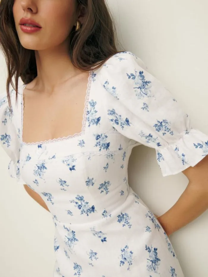The Reformation Evianna Linen Dress Delicacy 8211 Clothing