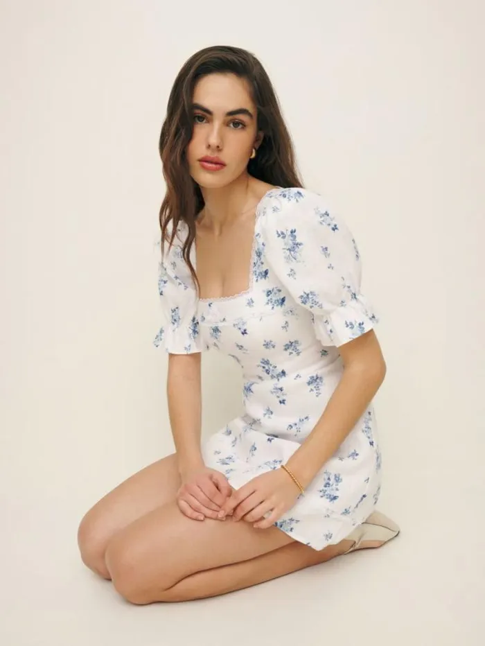 The Reformation Evianna Linen Dress Delicacy 8211 Clothing