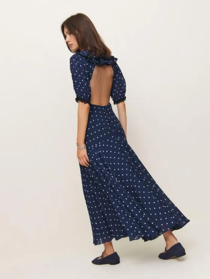 The Reformation Evra Dress Danube Dot 8211 Clothing