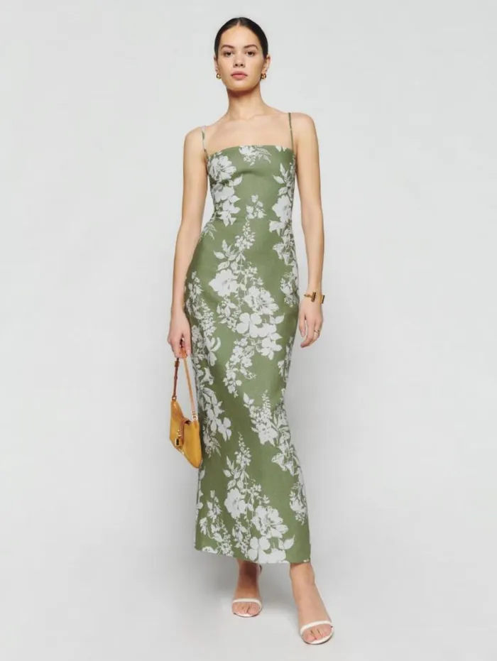 The Reformation Frankie Linen Dress Willow 8211 Clothing