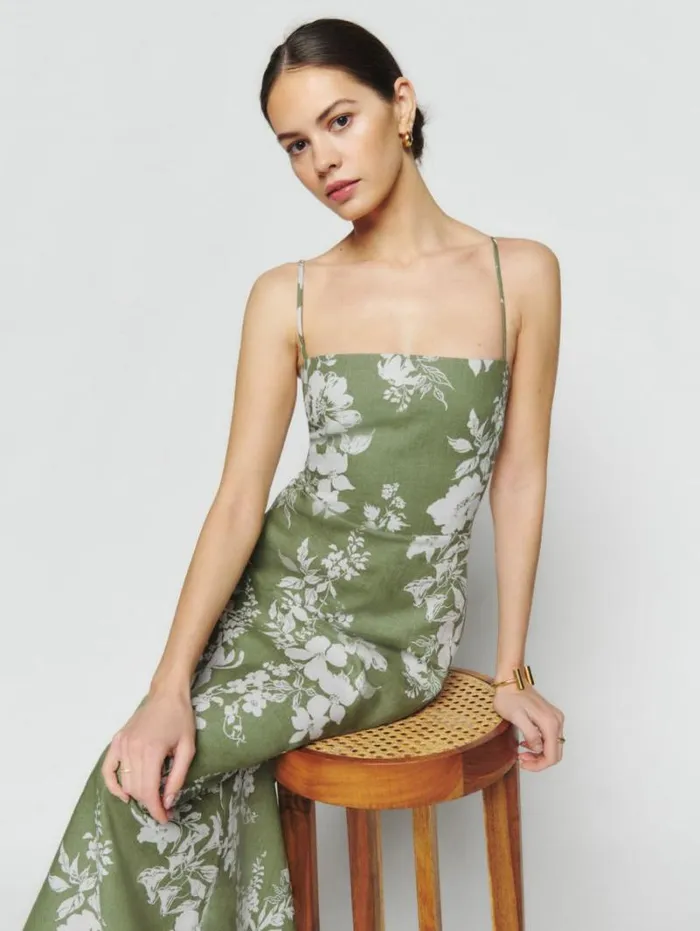The Reformation Frankie Linen Dress Willow 8211 Clothing