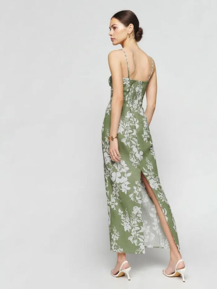 The Reformation Frankie Linen Dress Willow 8211 Clothing
