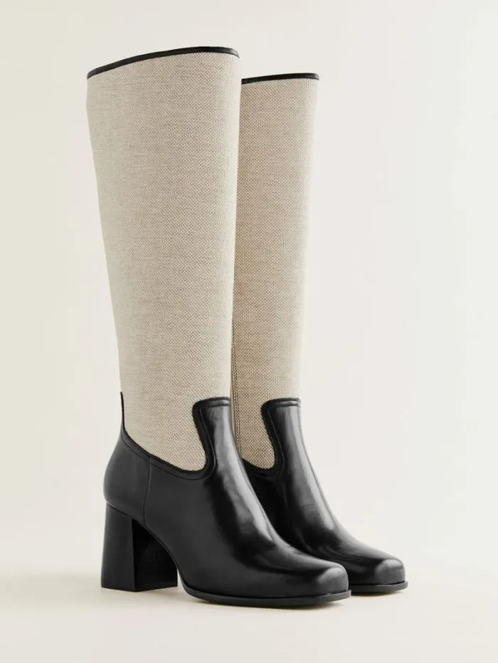 The Reformation Frederique Knee High Boot Black Oatmeal 8211 Shoes