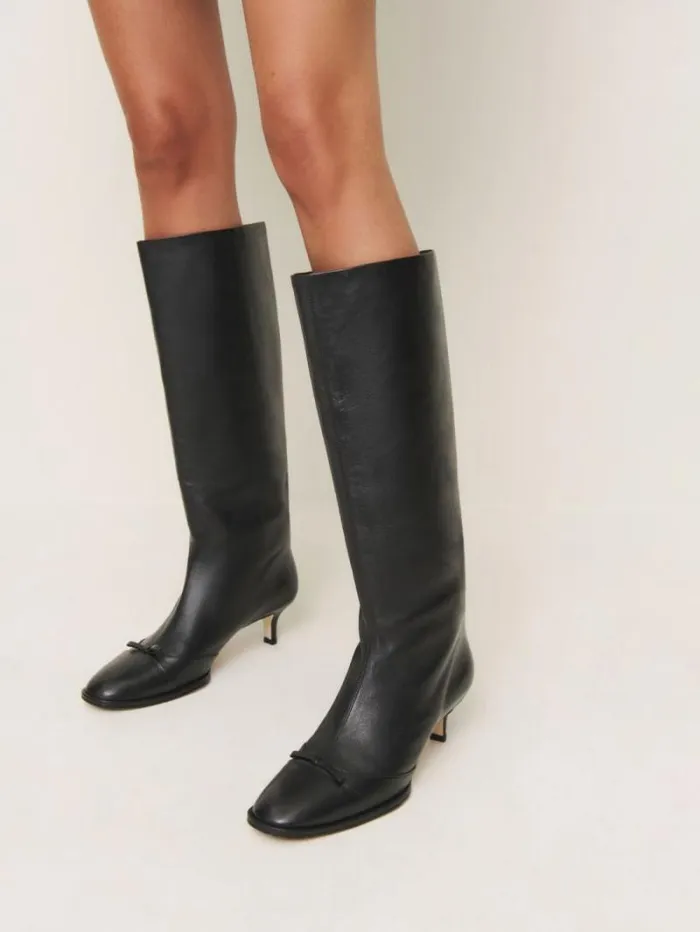 The Reformation Gal Knee High Boot Black Leather 8211 Shoes