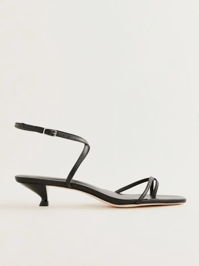 The Reformation Georgia Kitten Heeled Sandal Black Leather 8211 Shoes