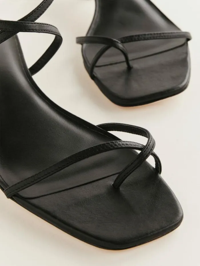 The Reformation Georgia Kitten Heeled Sandal Black Leather 8211 Shoes