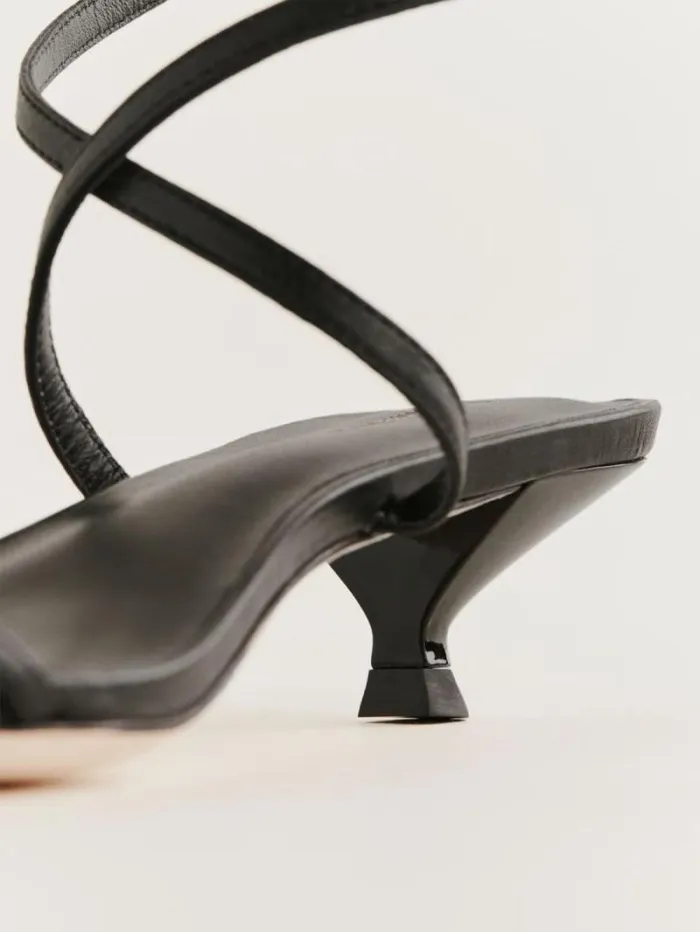 The Reformation Georgia Kitten Heeled Sandal Black Leather 8211 Shoes