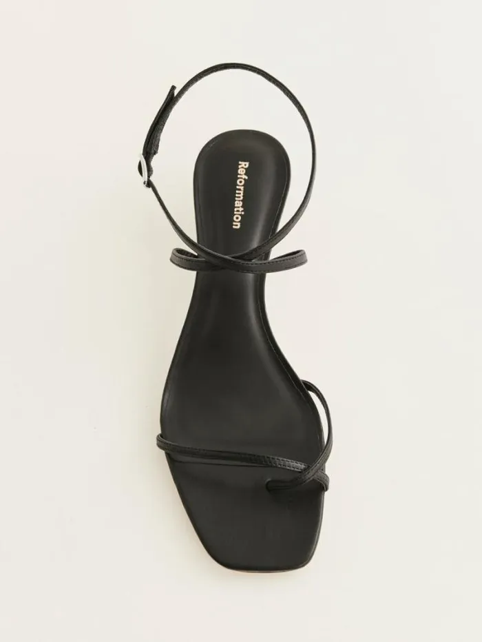 The Reformation Georgia Kitten Heeled Sandal Black Leather 8211 Shoes