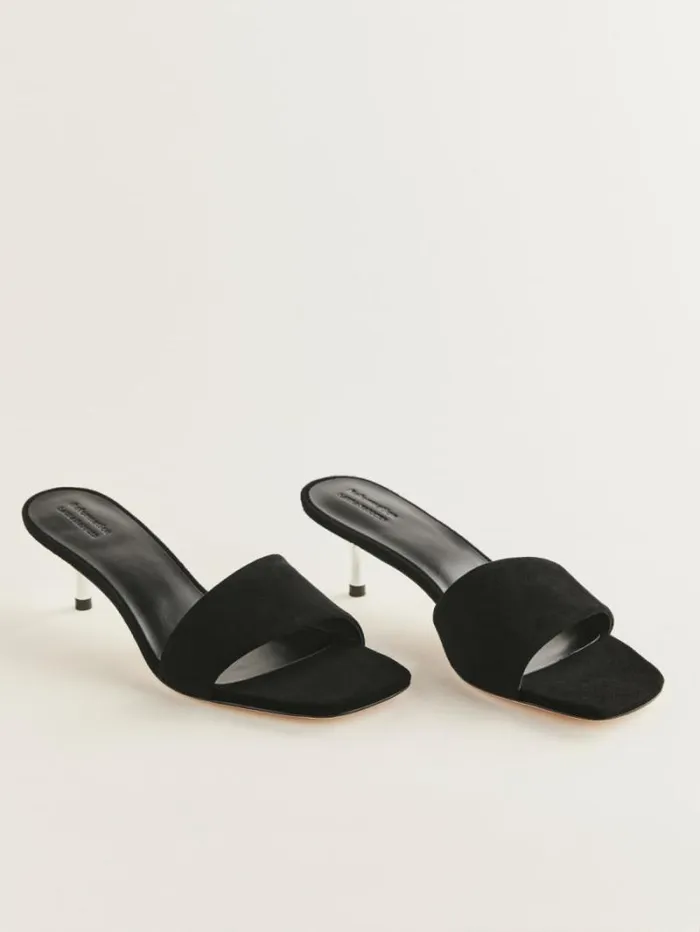 The Reformation Hartzell Heeled Sandal Black Suede 8211 WeddingsShoes