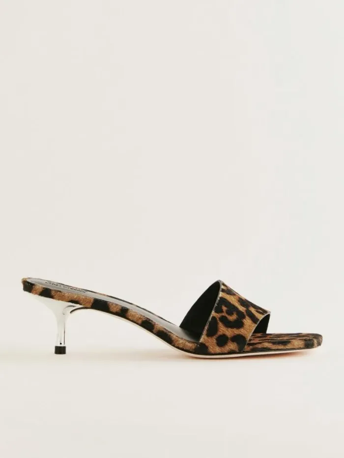 The Reformation Hartzell Heeled Sandal Leopard Haircalf 8211 WeddingsShoes