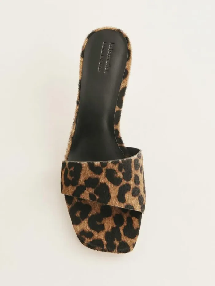The Reformation Hartzell Heeled Sandal Leopard Haircalf 8211 WeddingsShoes