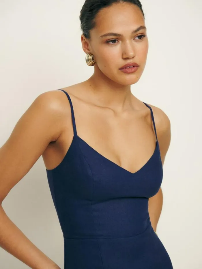 The Reformation Holt Linen Dress Danube 8211 Clothing