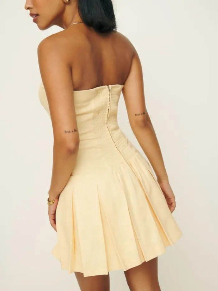 The Reformation Isabeli Linen Dress Parmesan 8211 Clothing