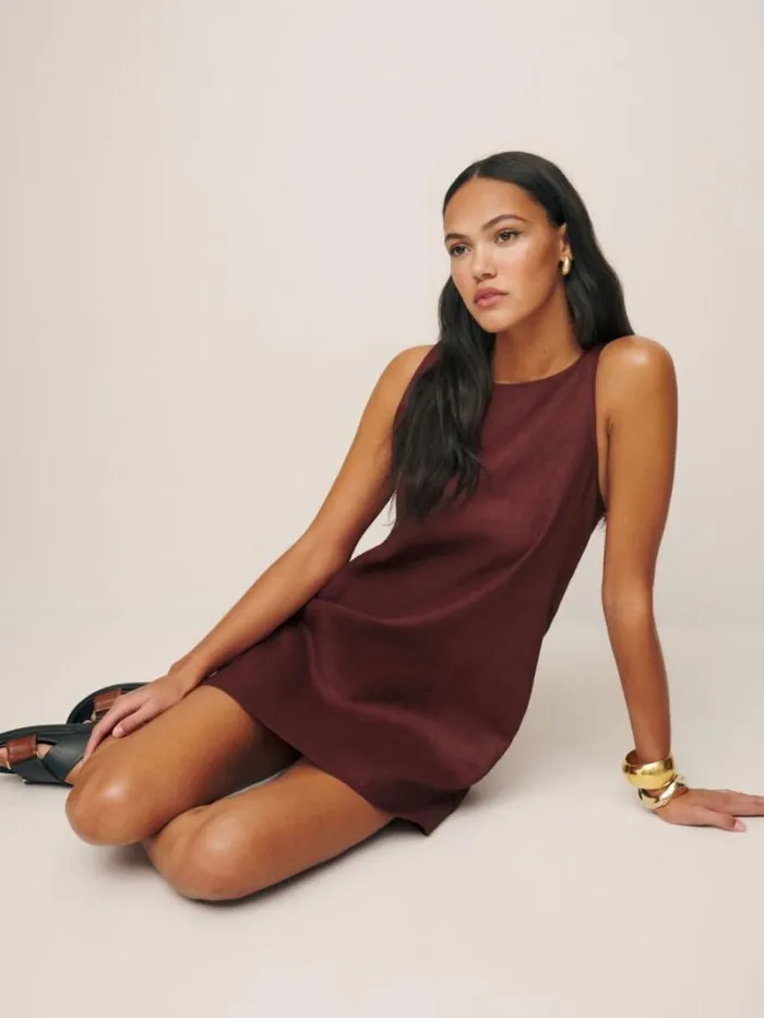 The Reformation Jessi Linen Dress Chianti 8211 Clothing