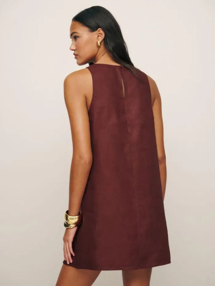 The Reformation Jessi Linen Dress Chianti 8211 Clothing