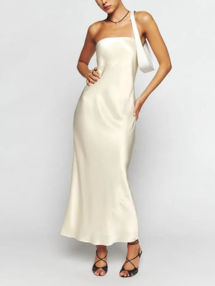 The Reformation Joana Silk Dress Fior Di Latte 8211 Clothing