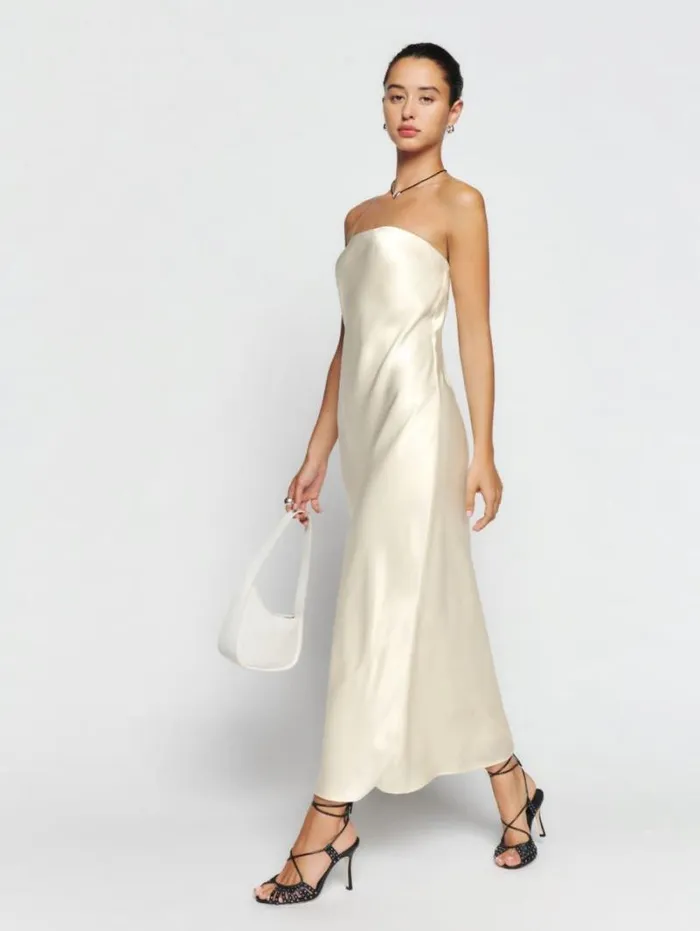 The Reformation Joana Silk Dress Fior Di Latte 8211 Clothing