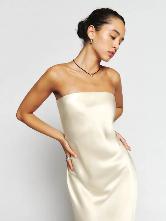 The Reformation Joana Silk Dress Fior Di Latte 8211 Clothing