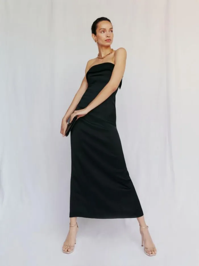 The Reformation Johan Satin Dress Black 8211 Weddings