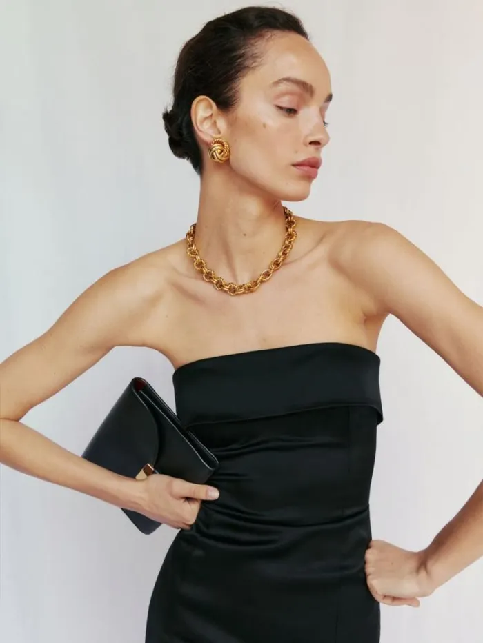 The Reformation Johan Satin Dress Black 8211 Weddings