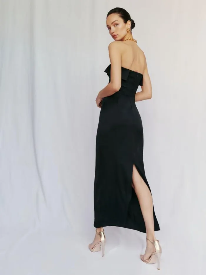 The Reformation Johan Satin Dress Black 8211 Weddings