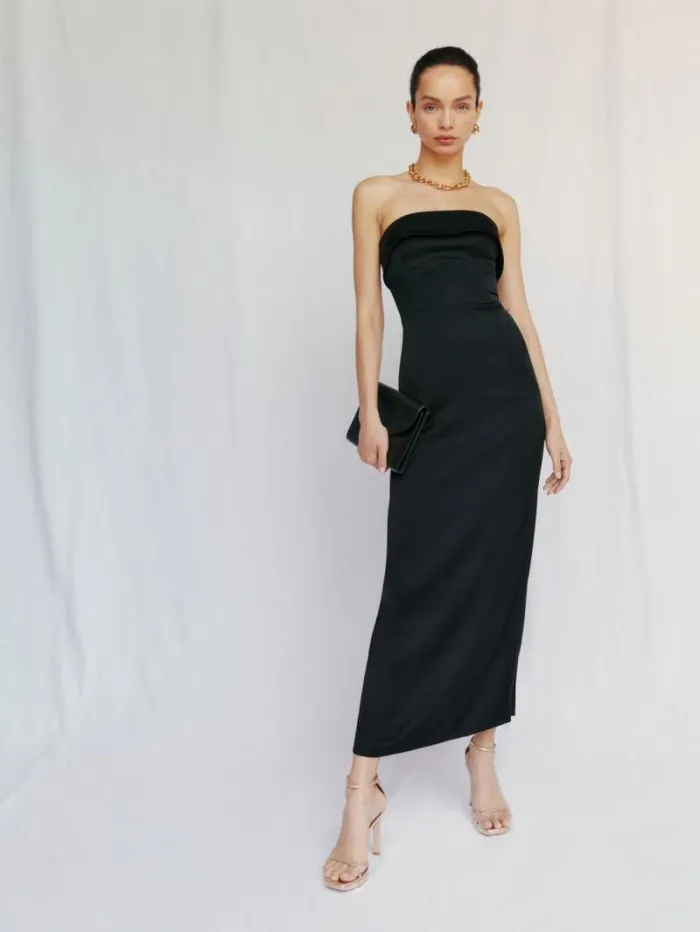 The Reformation Johan Satin Dress Black 8211 Weddings