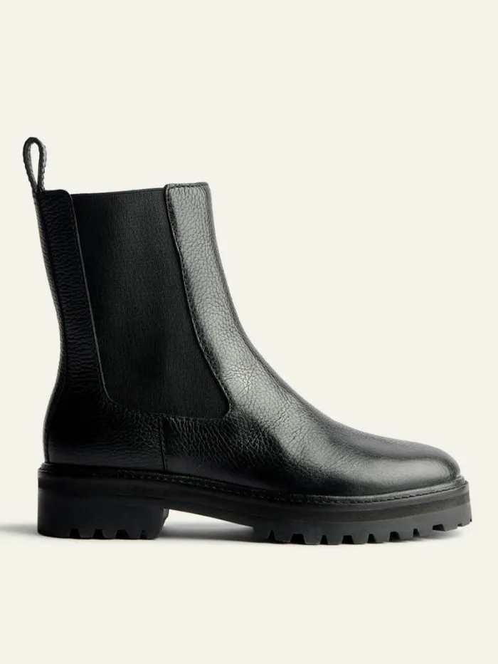 The Reformation Katerina Lug Sole Chelsea Boot Black Tumbled 8211 Shoes