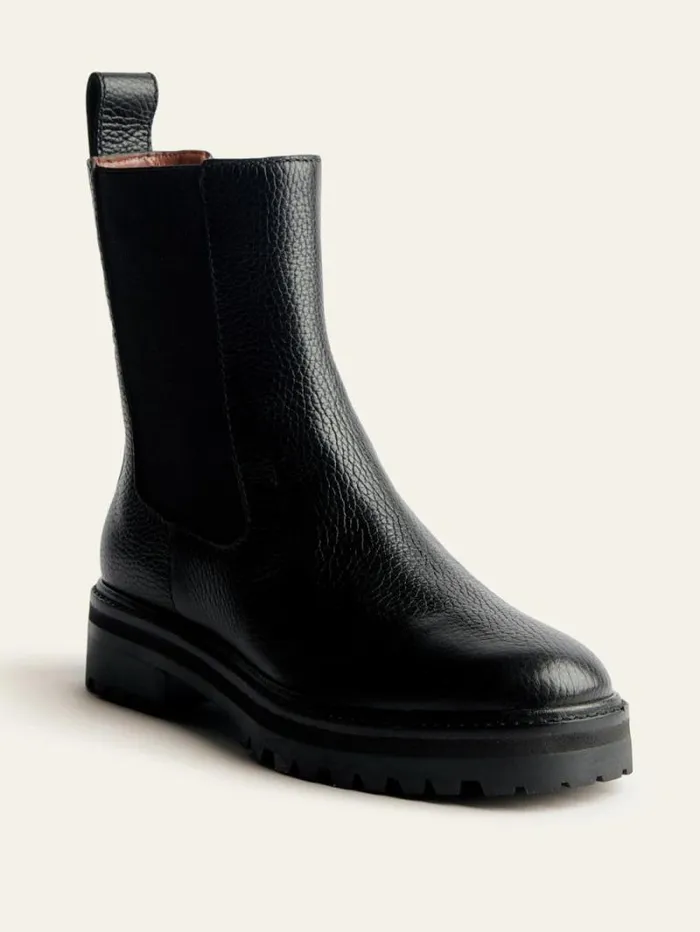 The Reformation Katerina Lug Sole Chelsea Boot Black Tumbled 8211 Shoes