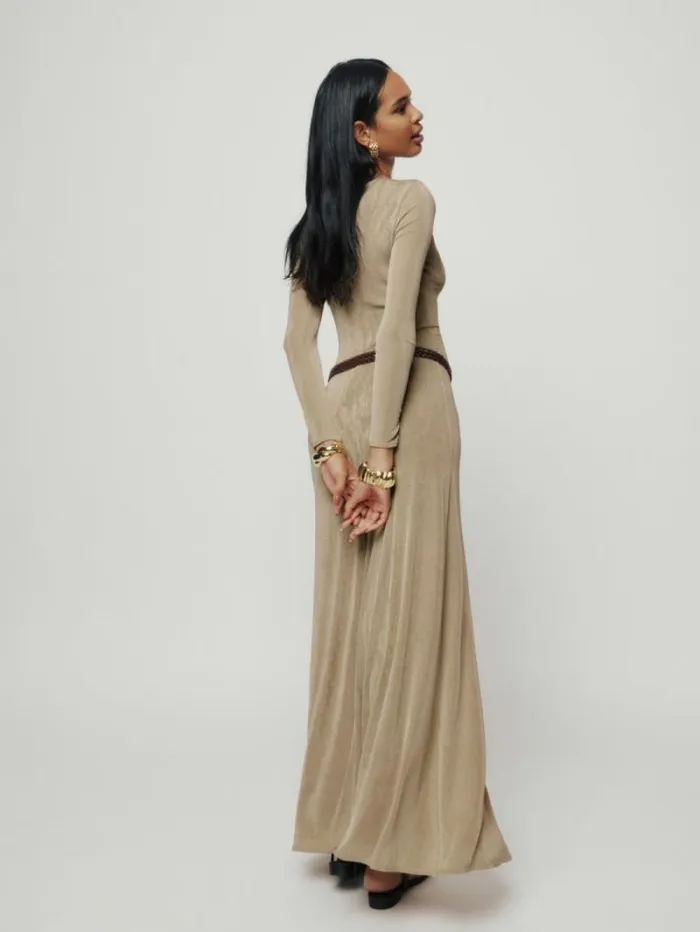 The Reformation Kori Knit Dress Sand 8211 Clothing