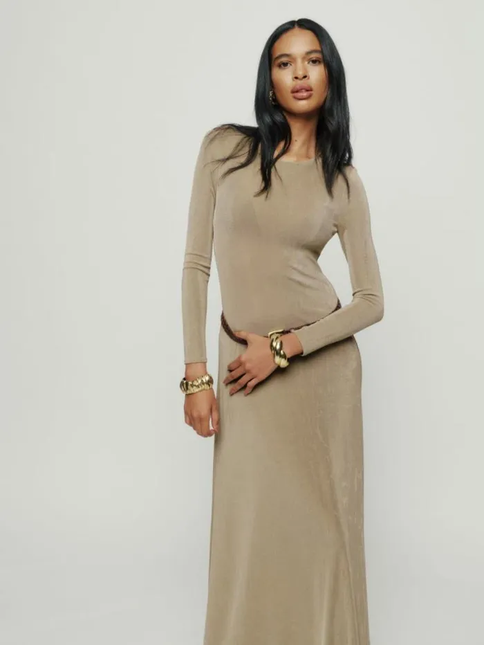 The Reformation Kori Knit Dress Sand 8211 Clothing