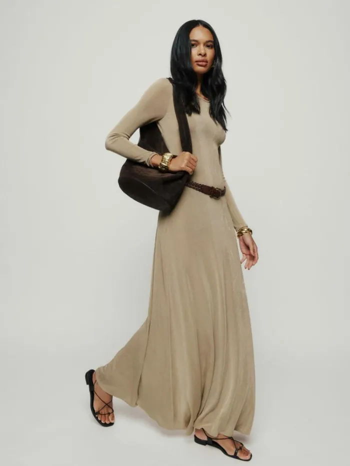 The Reformation Kori Knit Dress Sand 8211 Clothing