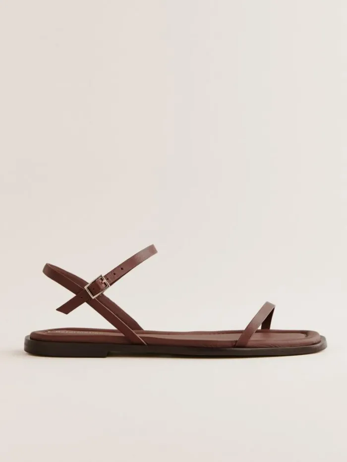 The Reformation Lake Flat Sandal Walnut Leather 8211 Shoes