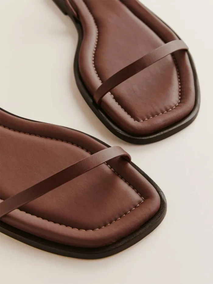 The Reformation Lake Flat Sandal Walnut Leather 8211 Shoes