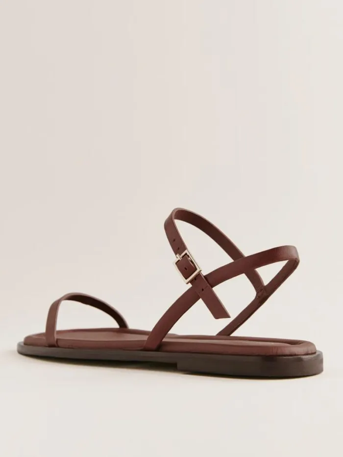 The Reformation Lake Flat Sandal Walnut Leather 8211 Shoes